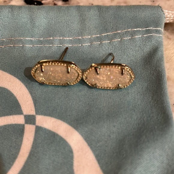 Ellie Gold Stud Earrings in Iridescent Drusy - Picture 3 of 4